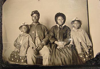 black soldier with family